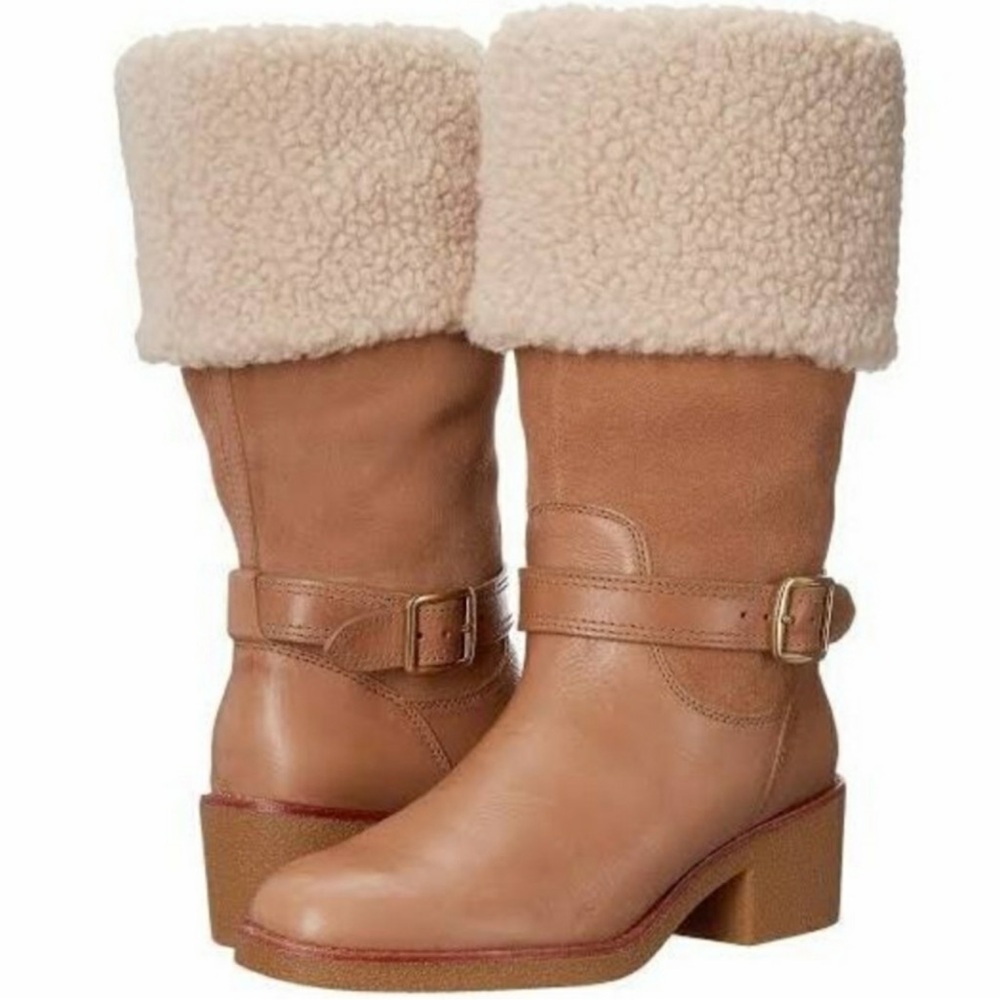 Women's Tan Shearling-Lined Boots